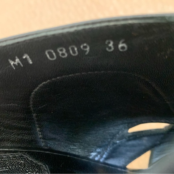 CHRISTIAN DIOR Black Patent Leather Mesh Platform Slingback Heels Size 6/ 36 - Picture 7 of 9